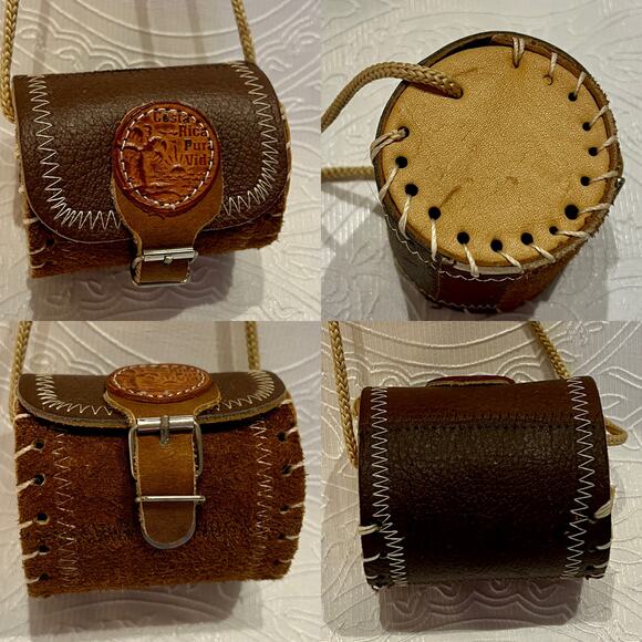 Handmade Brown Tooled Leather Purse Handbag Set Costa Rica Pura Vida - Picture 5 of 8